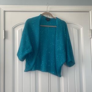 IMAN Turquoise Sequin Cardigan M/L
